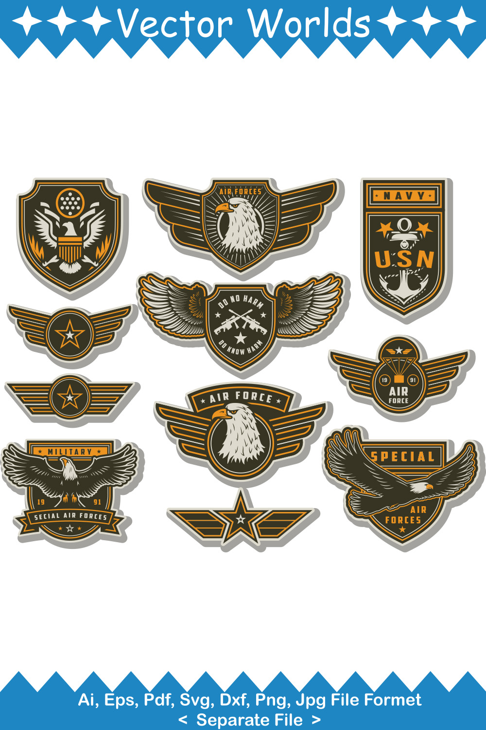 United States Army Badge SVG Vector Design pinterest preview image.