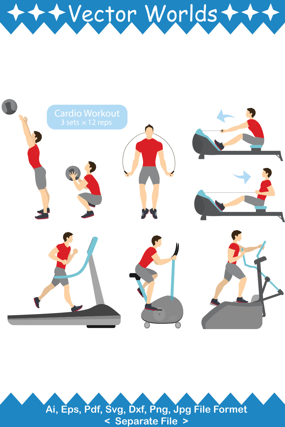 Cardio Exercise SVG Vector Design pinterest preview image.
