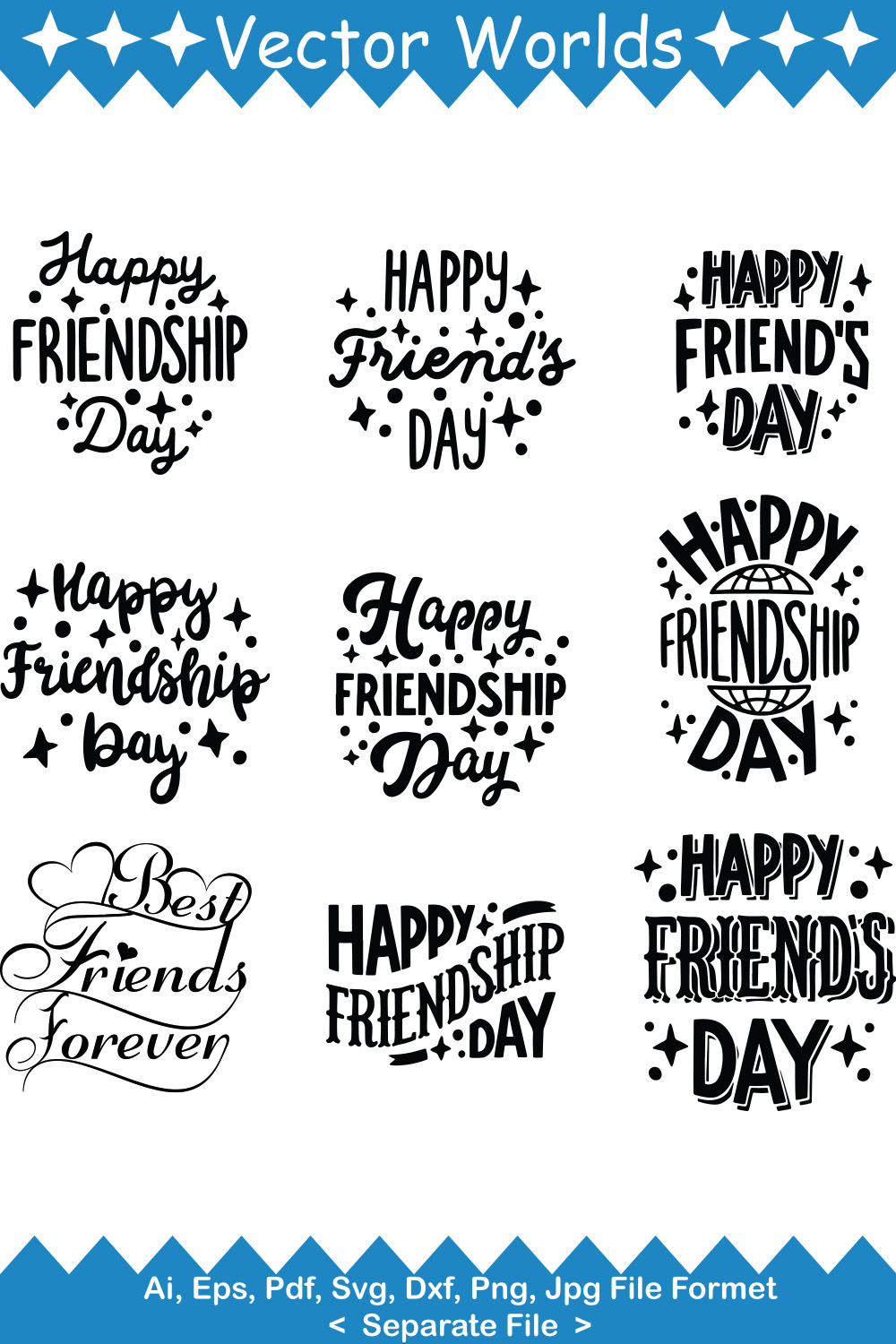 Happy Friendship Day SVG Vector Design pinterest preview image.