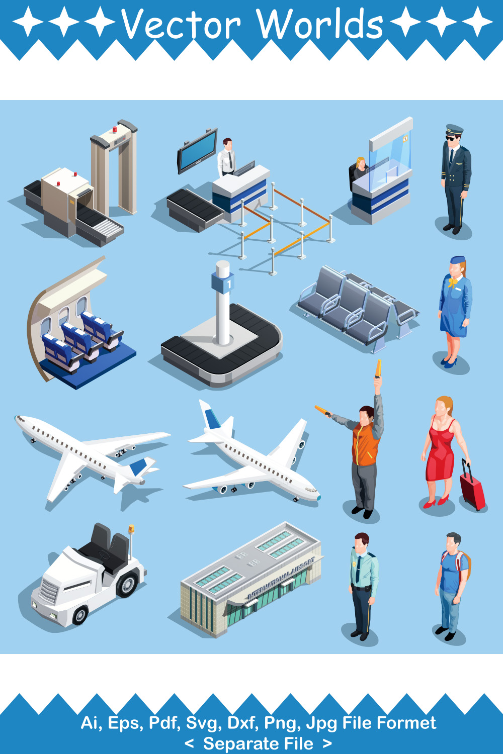 Airport Elements SVG Vector Design pinterest preview image.