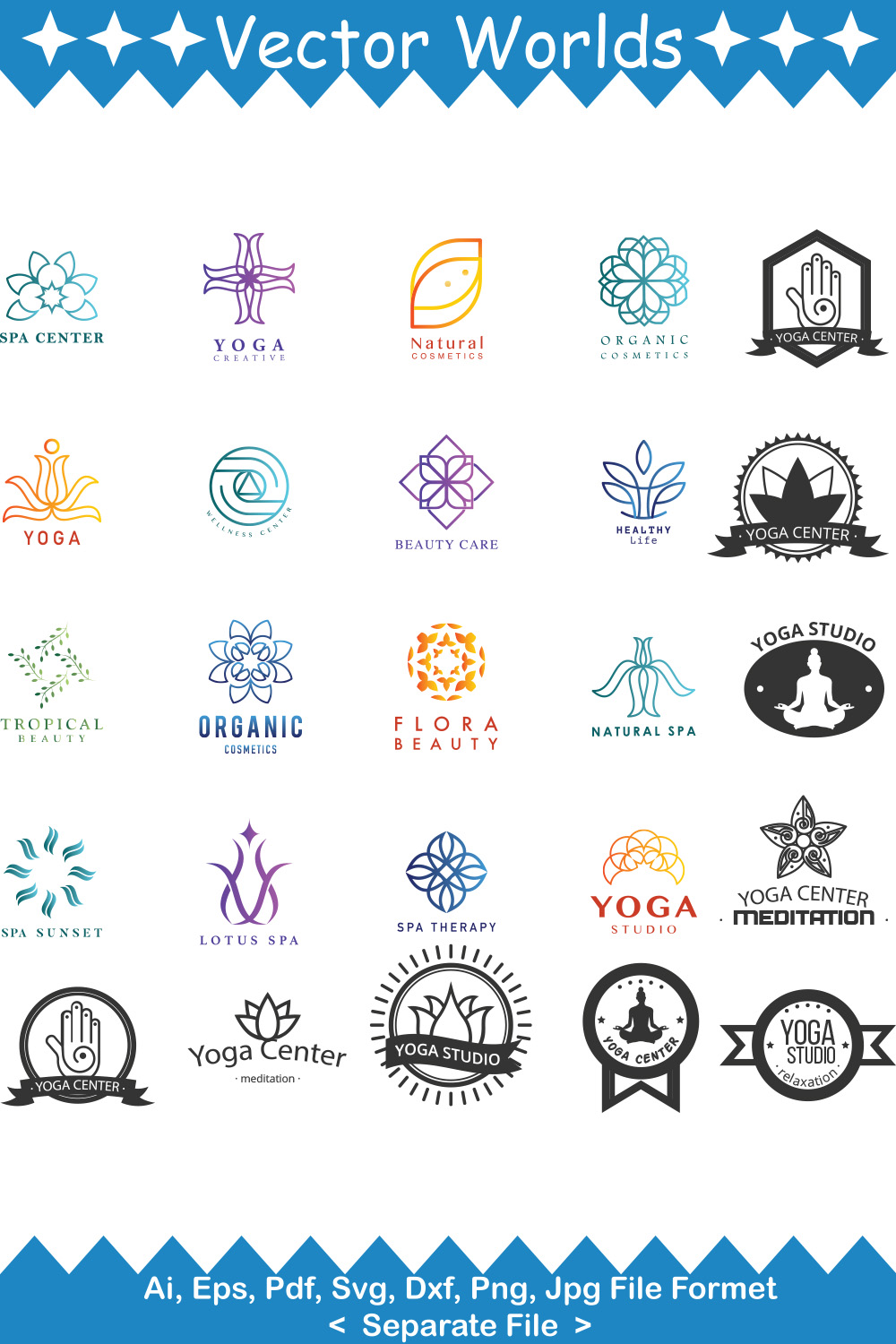 Yoga Logo SVG Vector Design pinterest preview image.
