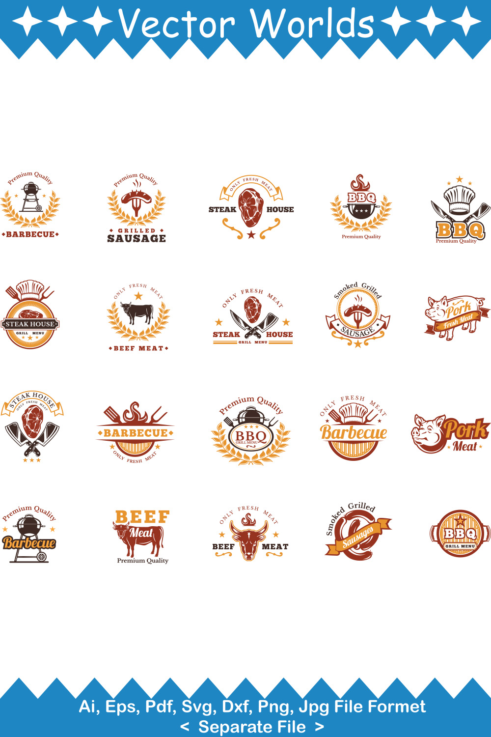 Grill Barbecue Badge SVG Vector Design pinterest preview image.