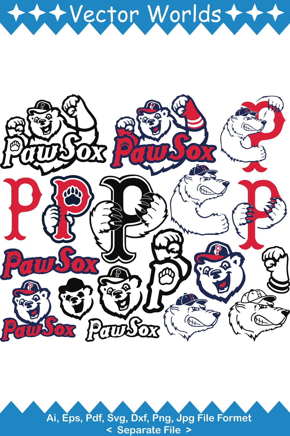 Pawtucket Red Sox SVG Vector Design pinterest preview image.