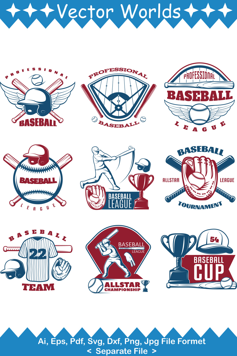 Baseball Colored Logo SVG Vector Design pinterest preview image.