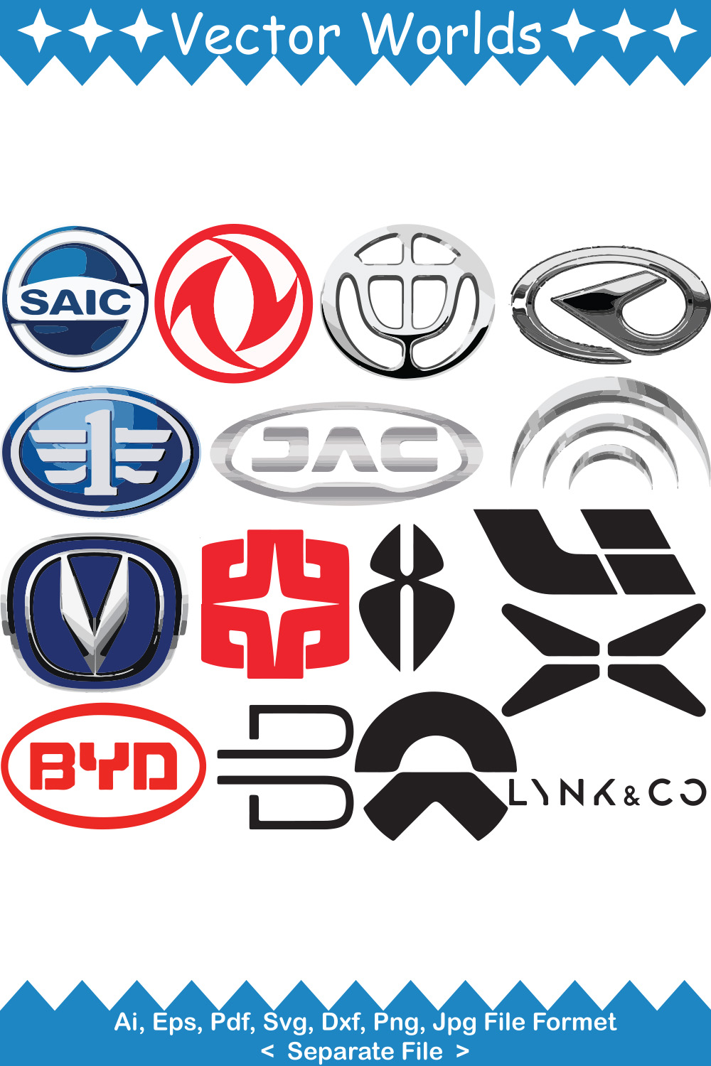 Chinese Car Brand Logo SVG Vector Design pinterest preview image.