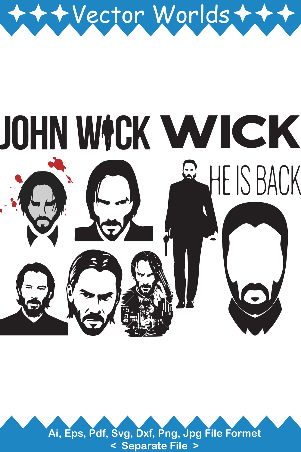 John Wick Logo SVG Vector Design pinterest preview image.
