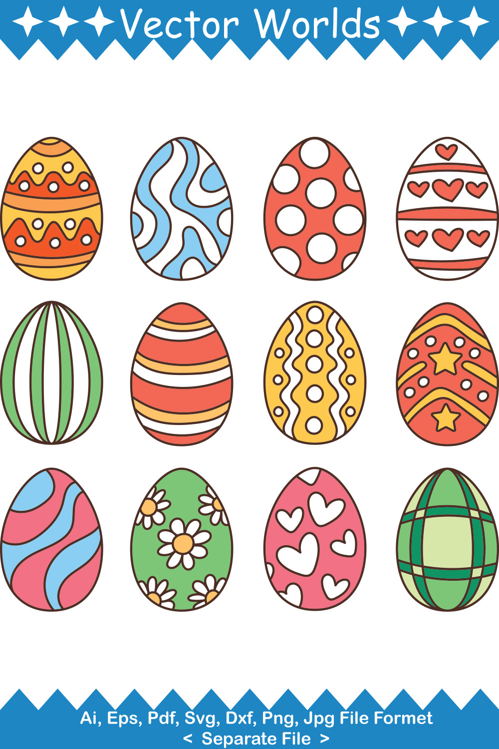 Colour Easter Eggs SVG Vector Design pinterest preview image.