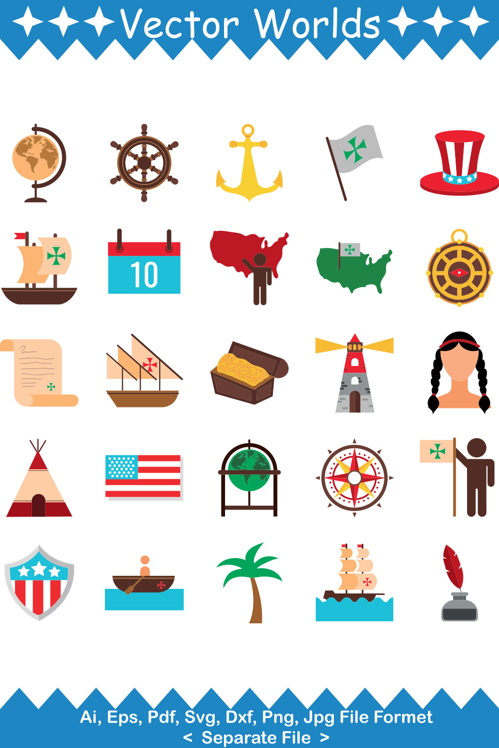 Columbus Day SVG Vector Design pinterest preview image.