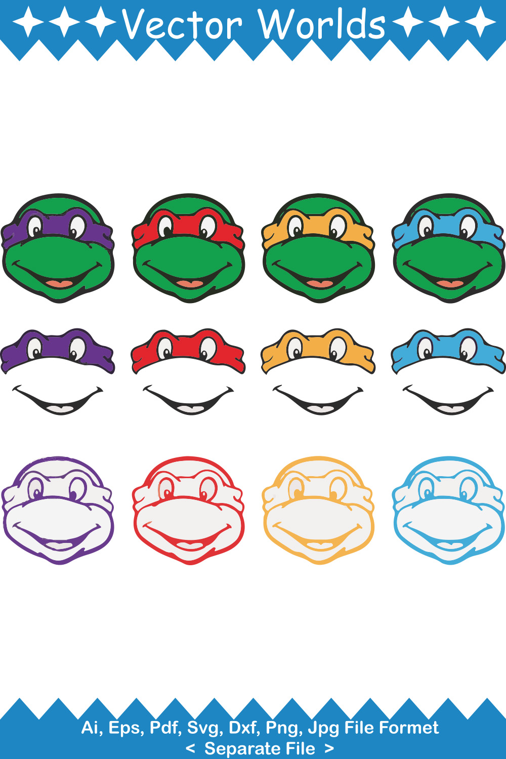 Ninja Turtles Mask SVG Vector Design pinterest preview image.