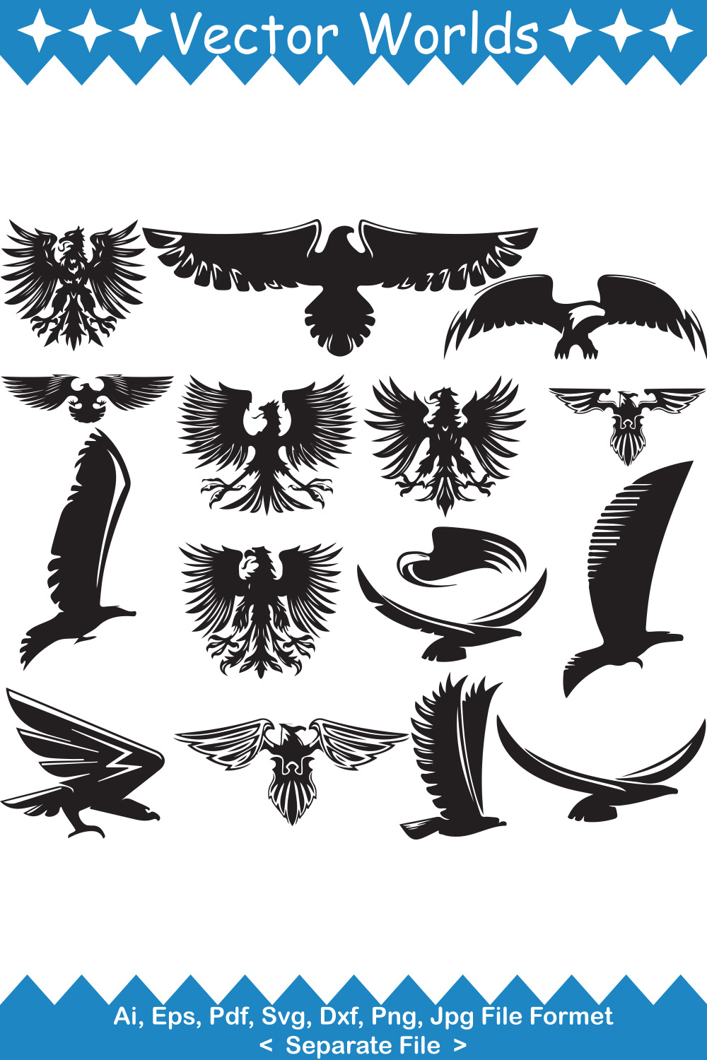 Heraldic Eagle SVG Vector Design pinterest preview image.