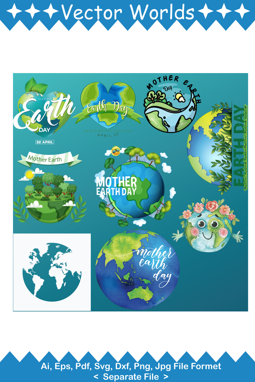 Happy Earth Day SVG Vector Design pinterest preview image.