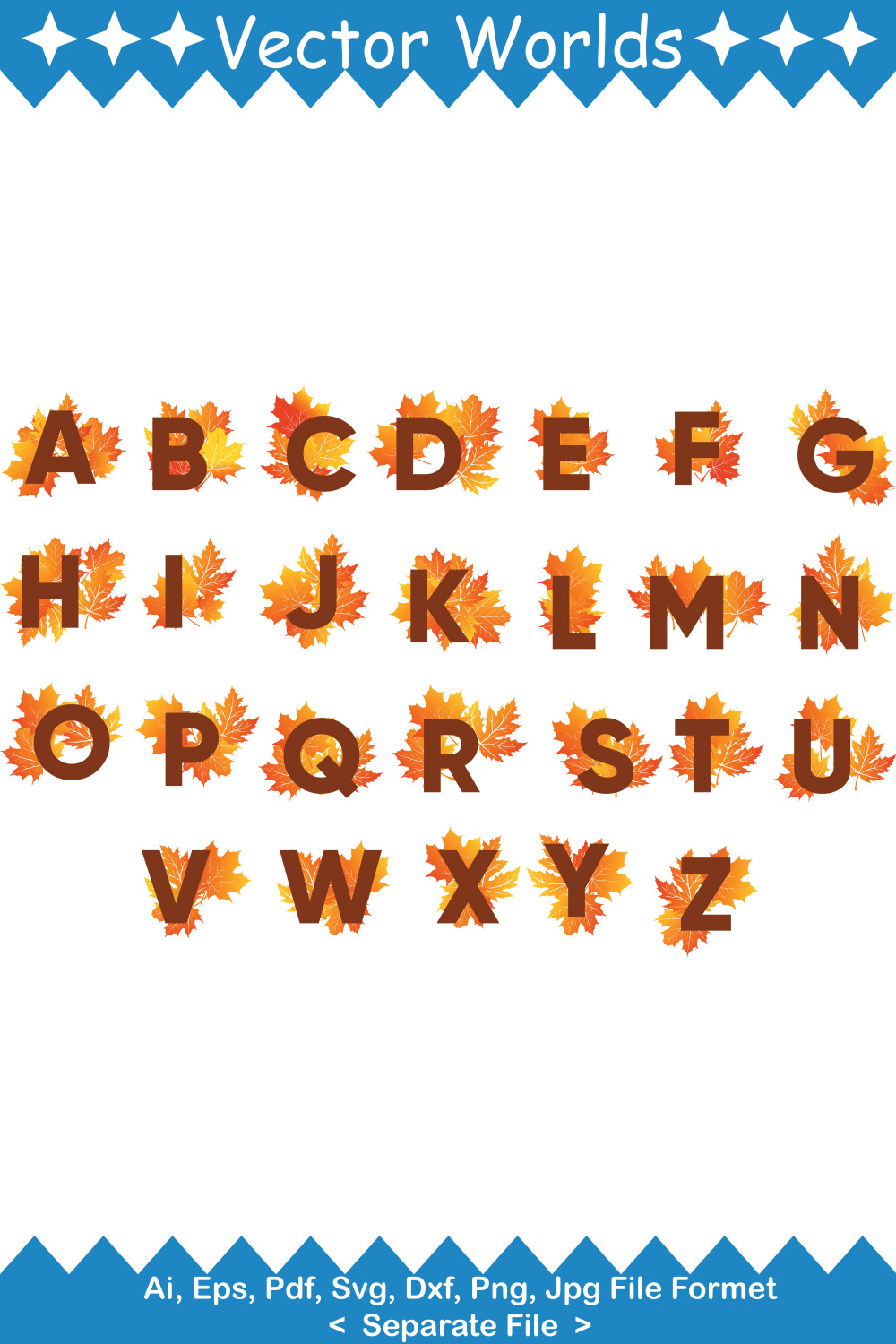 Autumn Alphabets SVG Vector Design pinterest preview image.