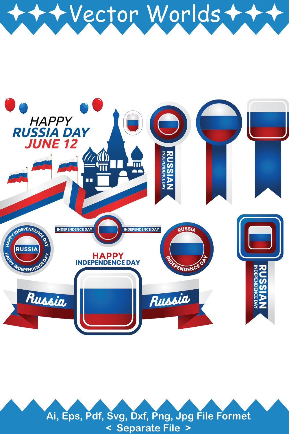 Russia VICTORY DAY SVG Vector Design pinterest preview image.