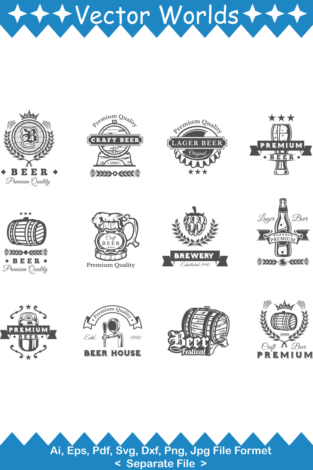 Beer Emblem Badge SVG Vector Design pinterest preview image.