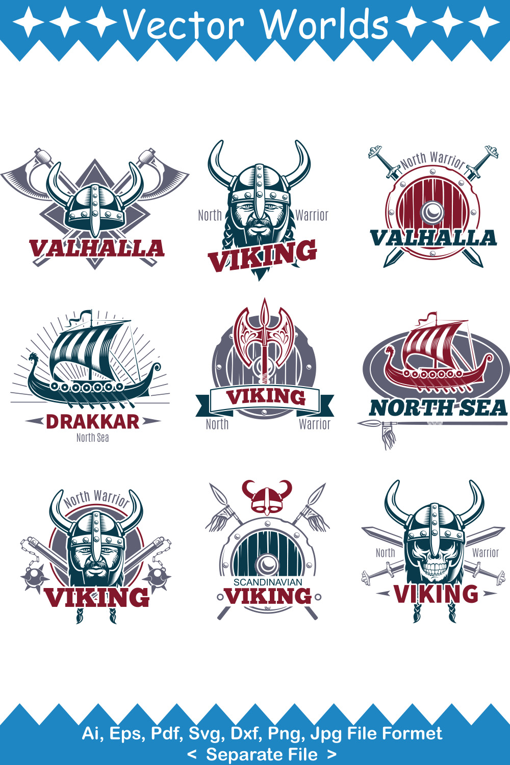Viking Logo SVG Vector Design pinterest preview image.