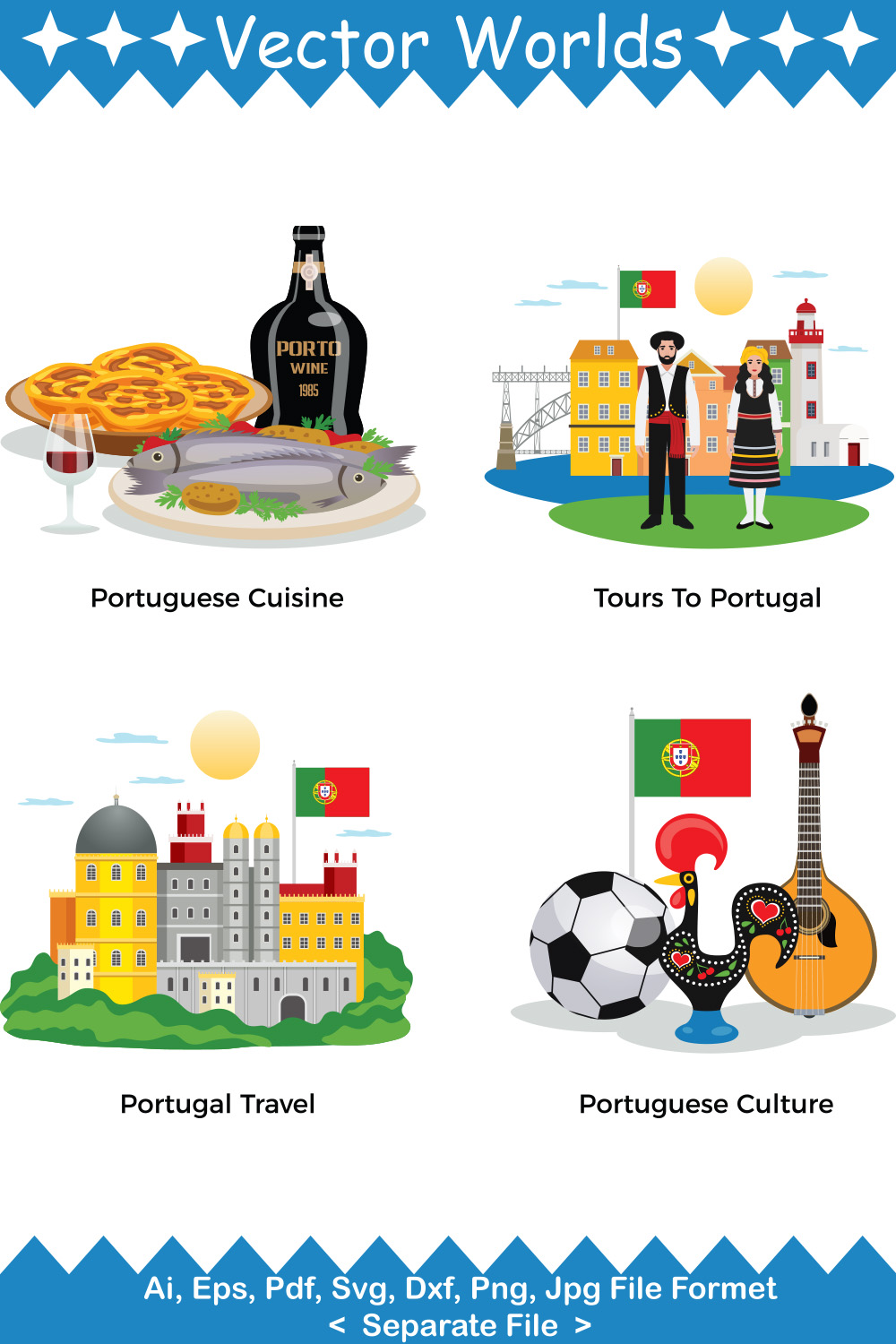 Portugal tourism SVG Vector Design pinterest preview image.