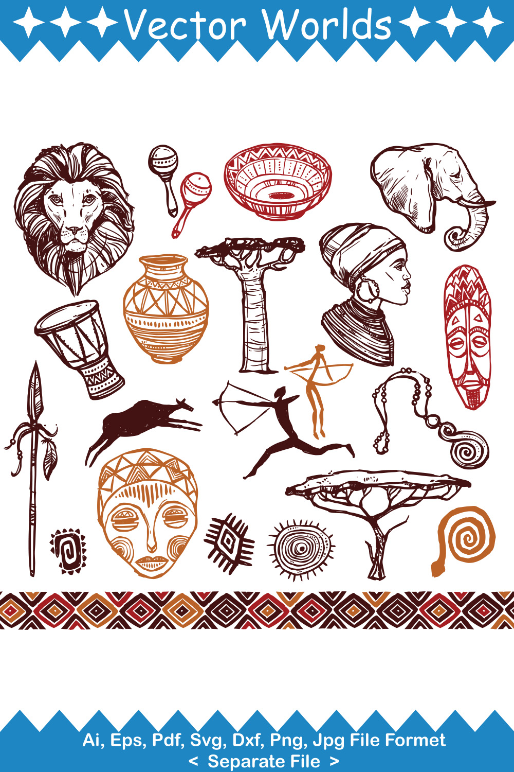 Ethnic Ornament Africa SVG Vector Design pinterest preview image.