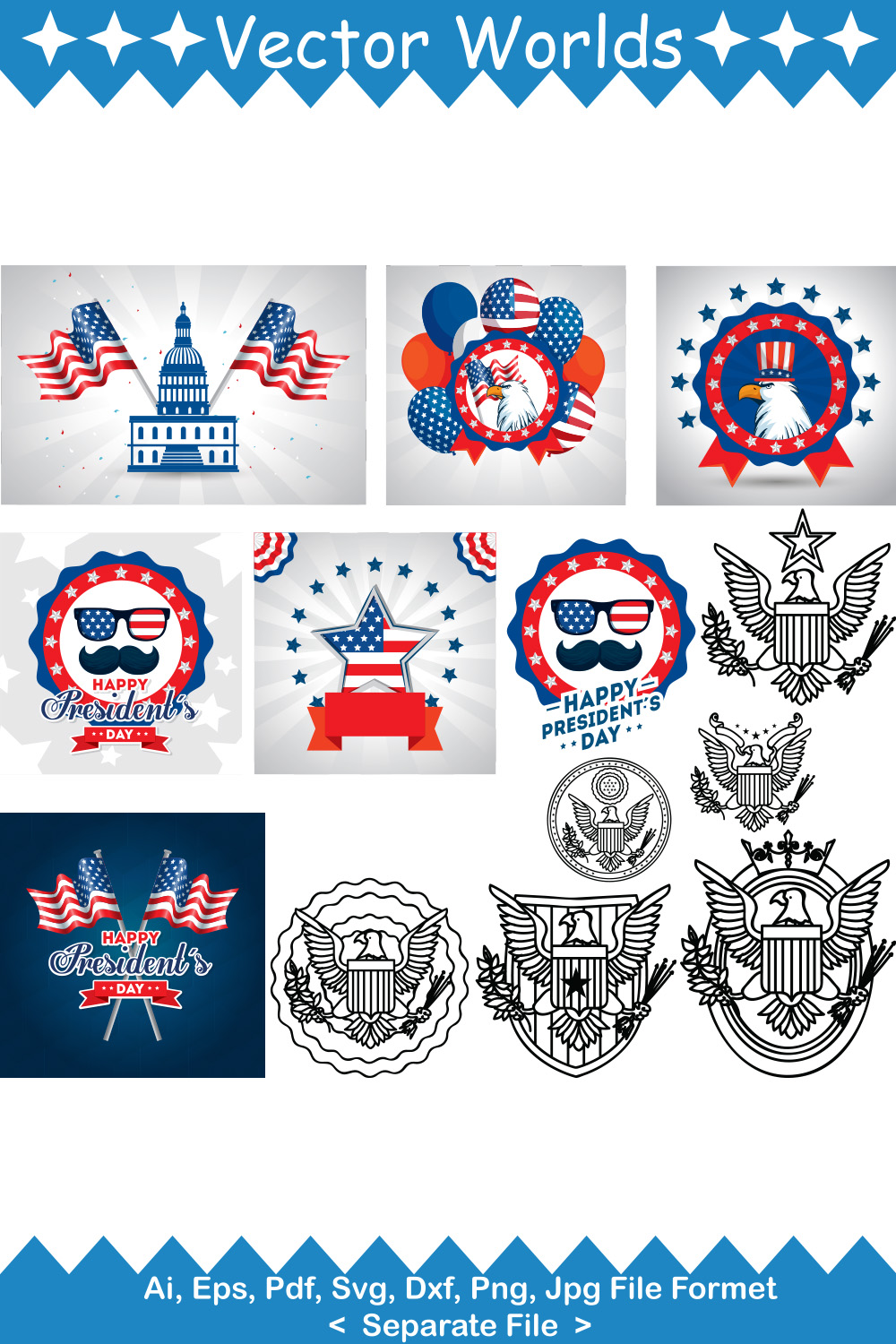 America Happy Day SVG Vector Design pinterest preview image.