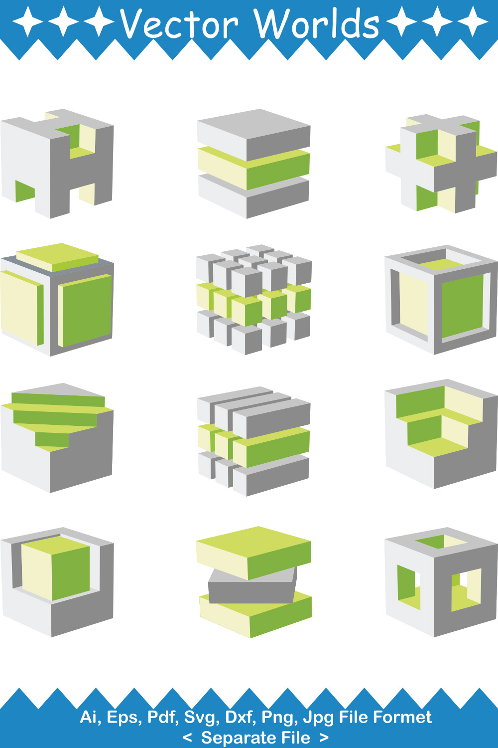 Cubes Logo SVG Vector Design pinterest preview image.