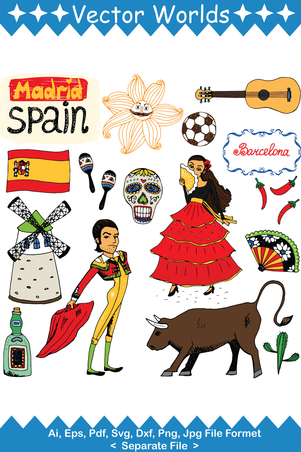 Madrid Spain Symbol SVG Vector Design pinterest preview image.