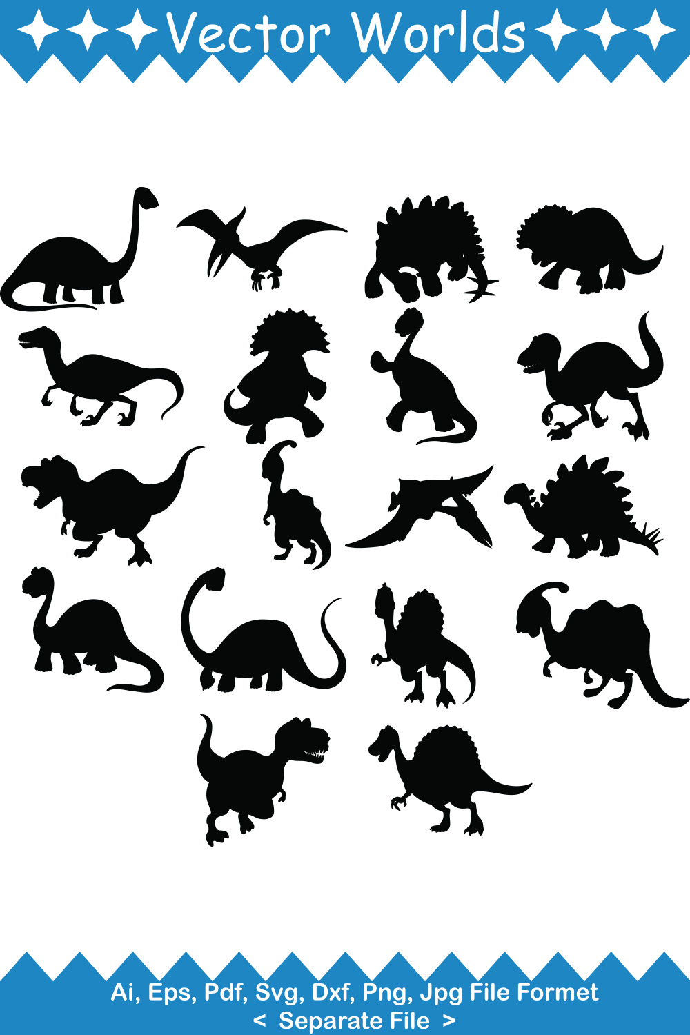 Dinosaur Cartoon SVG Vector Design pinterest preview image.