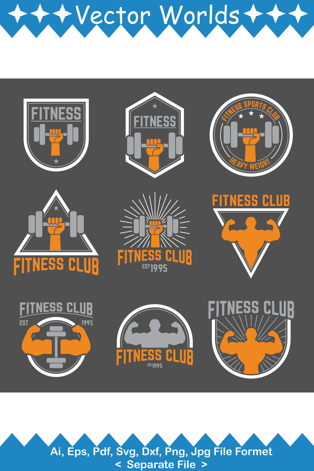 Gym Logo SVG Vector Design pinterest preview image.