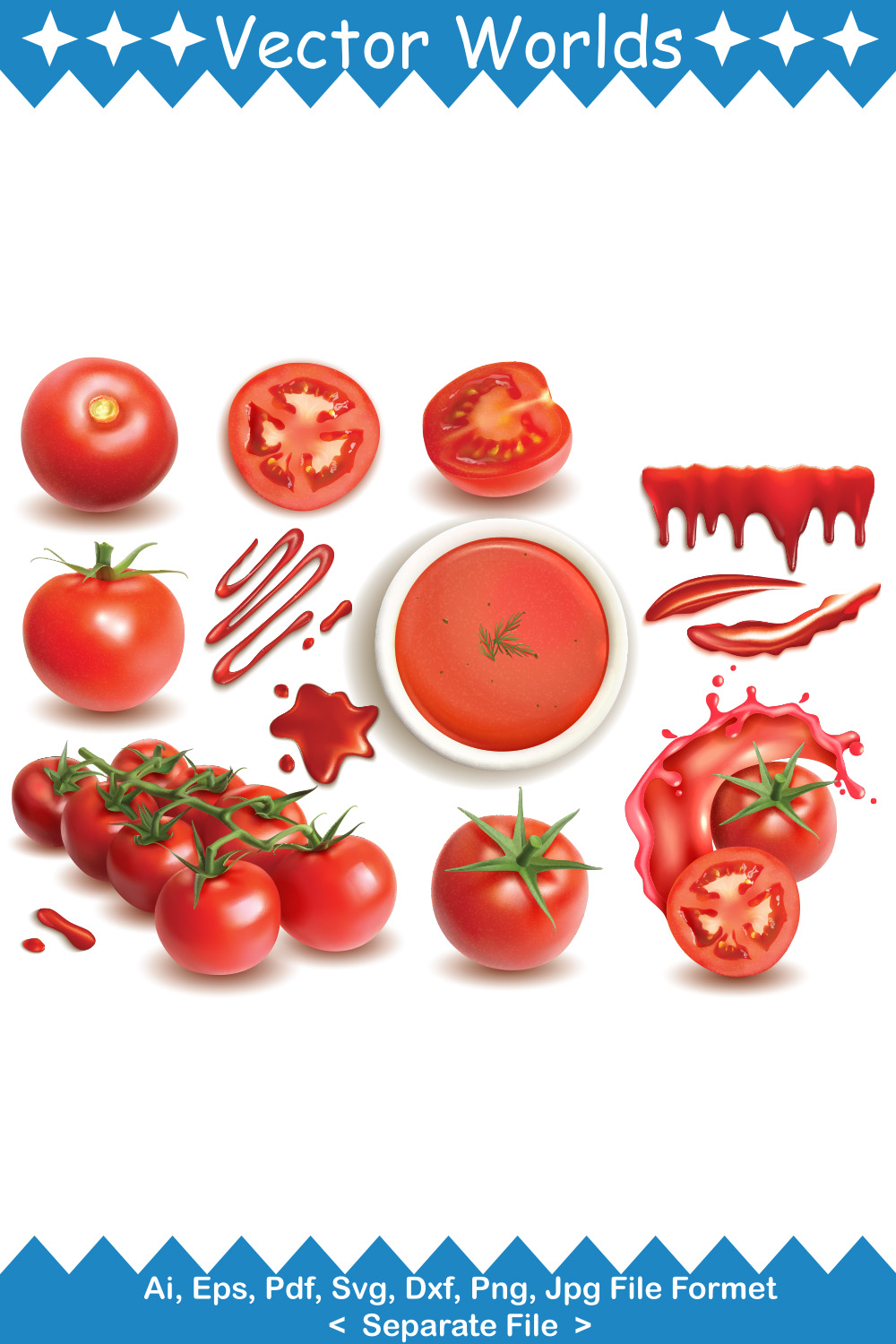La Tomatina SVG Vector Design pinterest preview image.