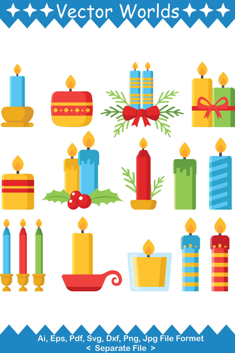 Christmas Candles SVG Vector Design pinterest preview image.