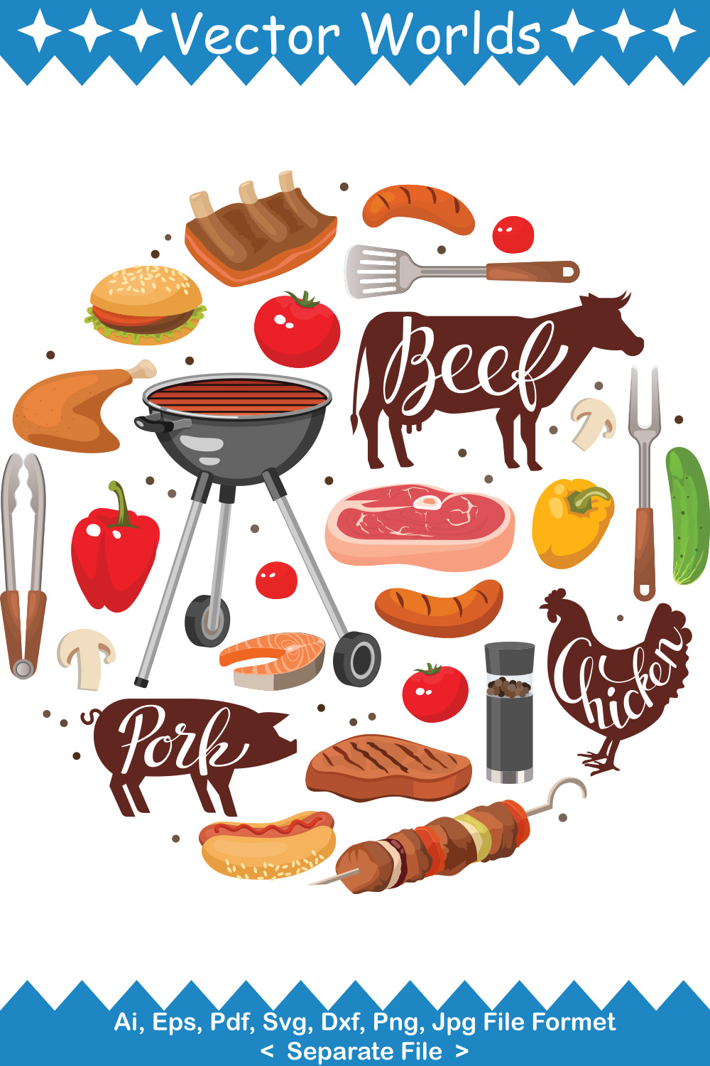 BBQ SVG Vector Design pinterest preview image.