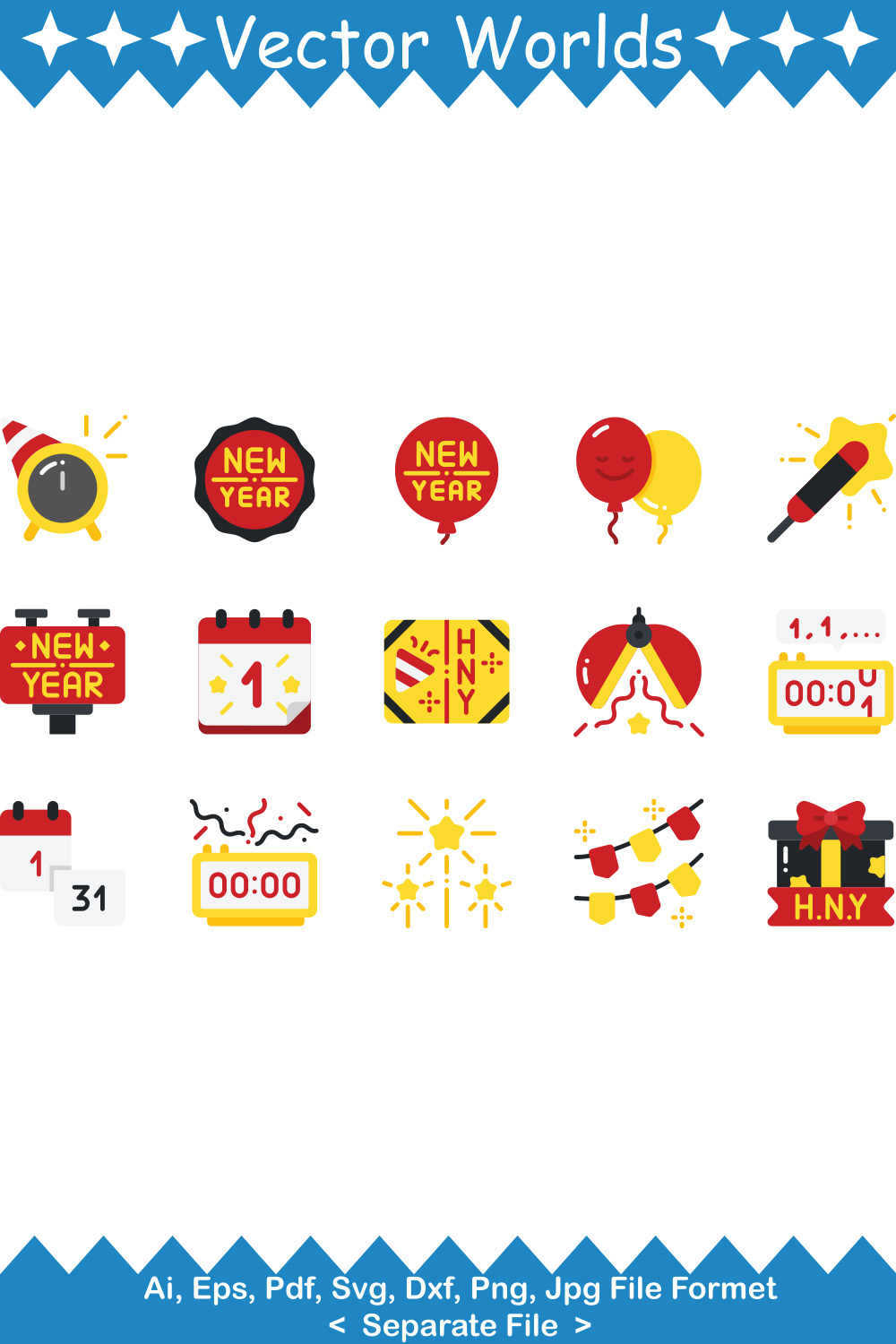 Happy New Year SVG Vector Design pinterest preview image.