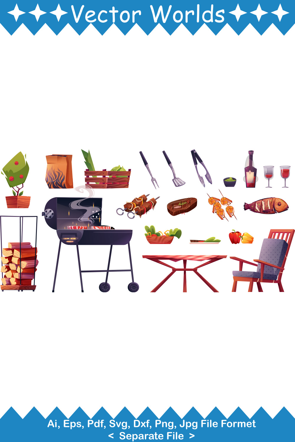Barbecue Party SVG Vector Design pinterest preview image.