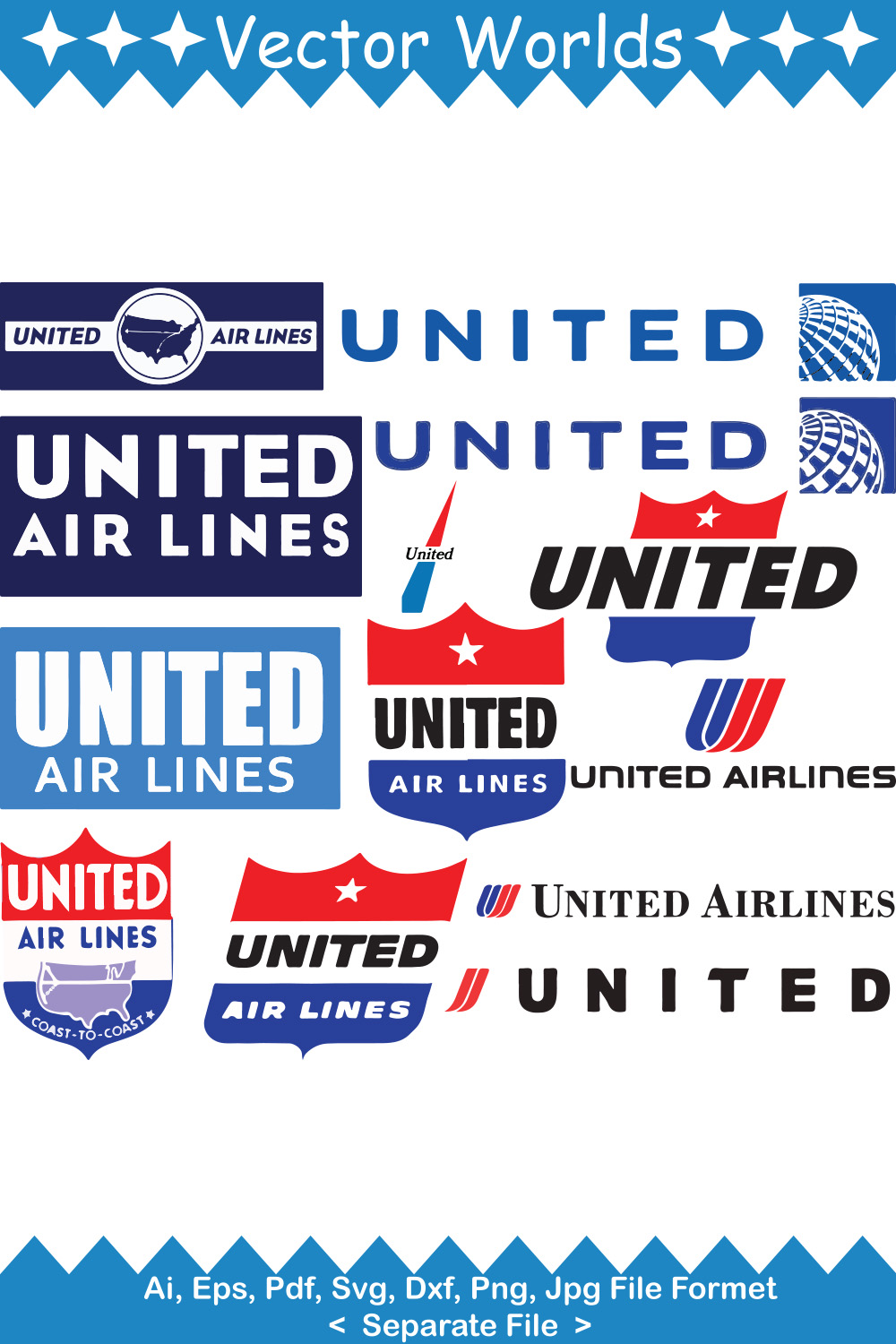 United Airlines Logo SVG Vector Design pinterest preview image.