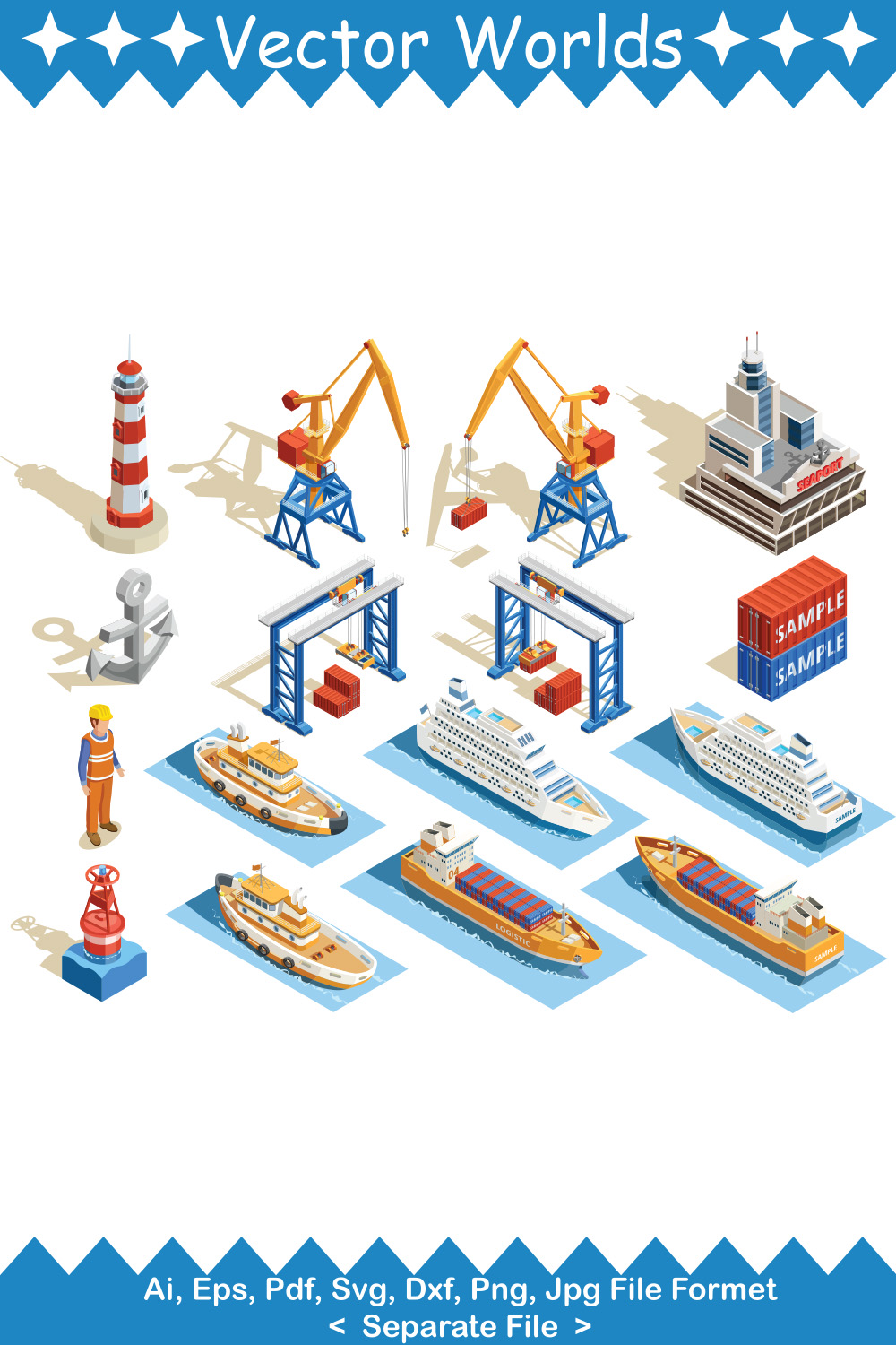 Sea Transport Set SVG Vector Design pinterest preview image.