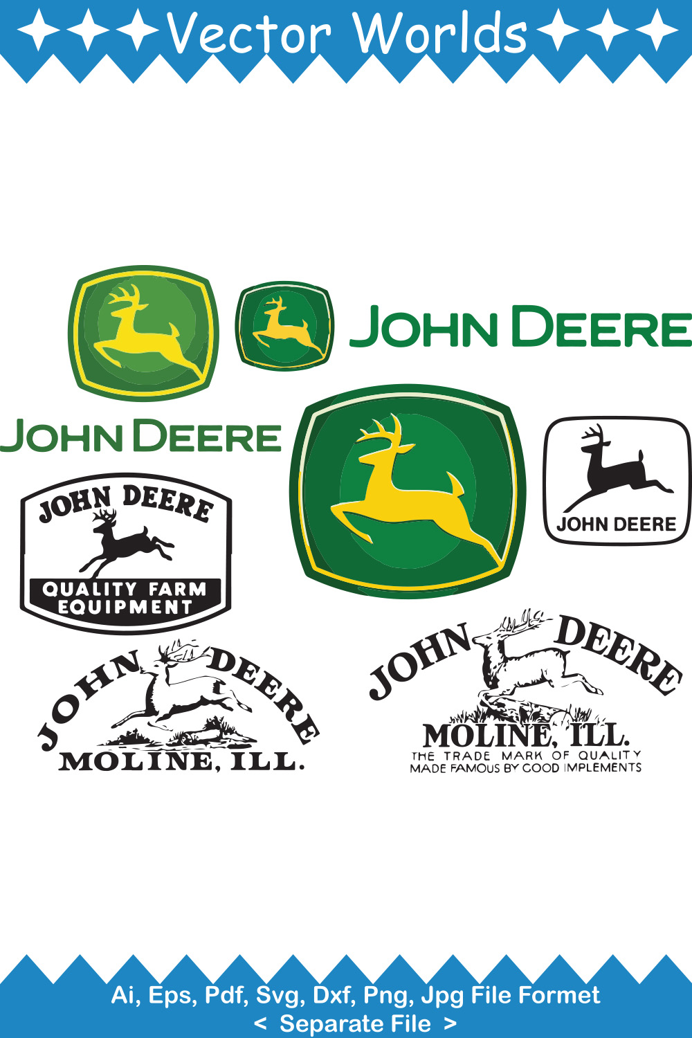 John Deere Logo SVG Vector Design pinterest preview image.