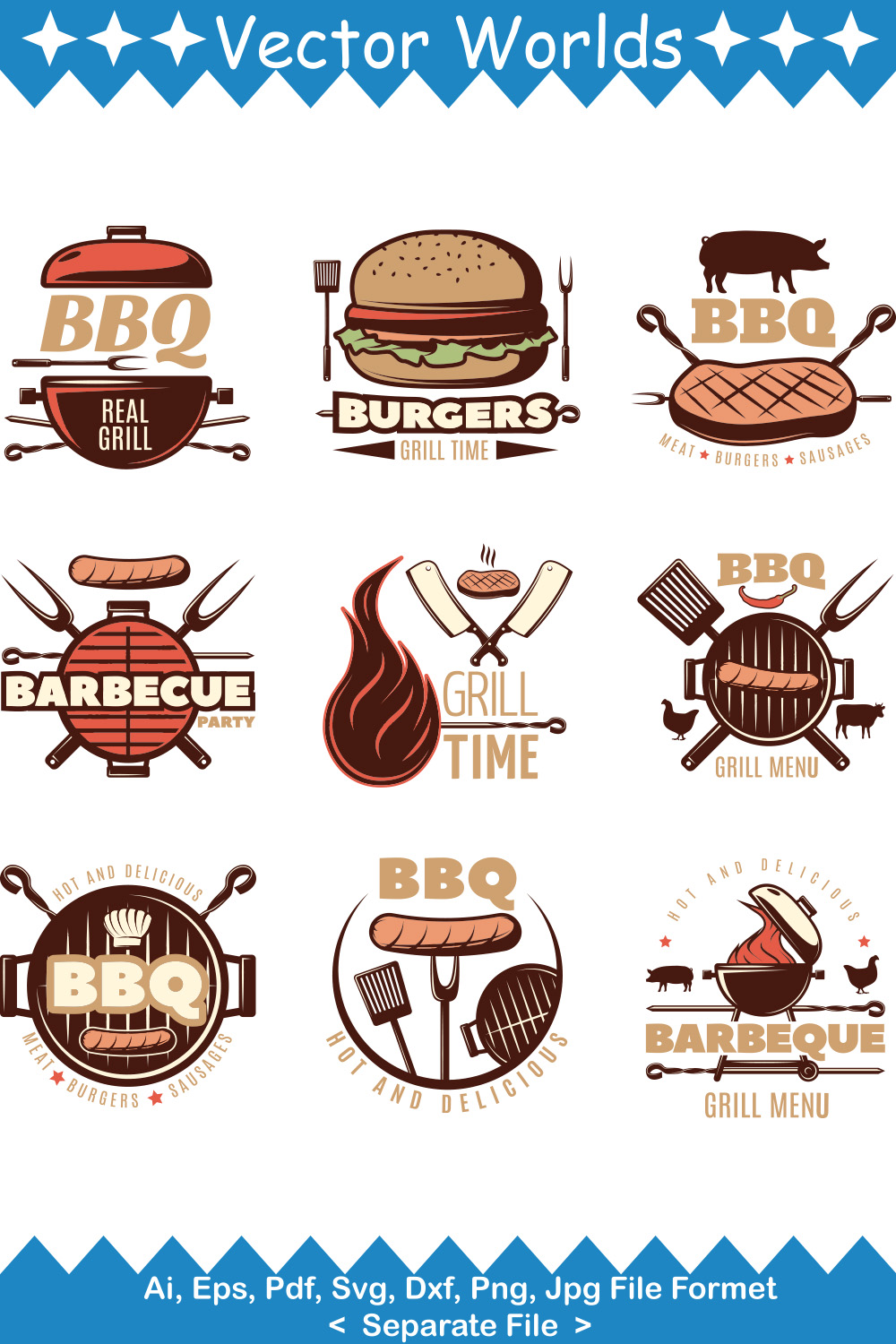 Barbecue Party SVG Vector Design pinterest preview image.