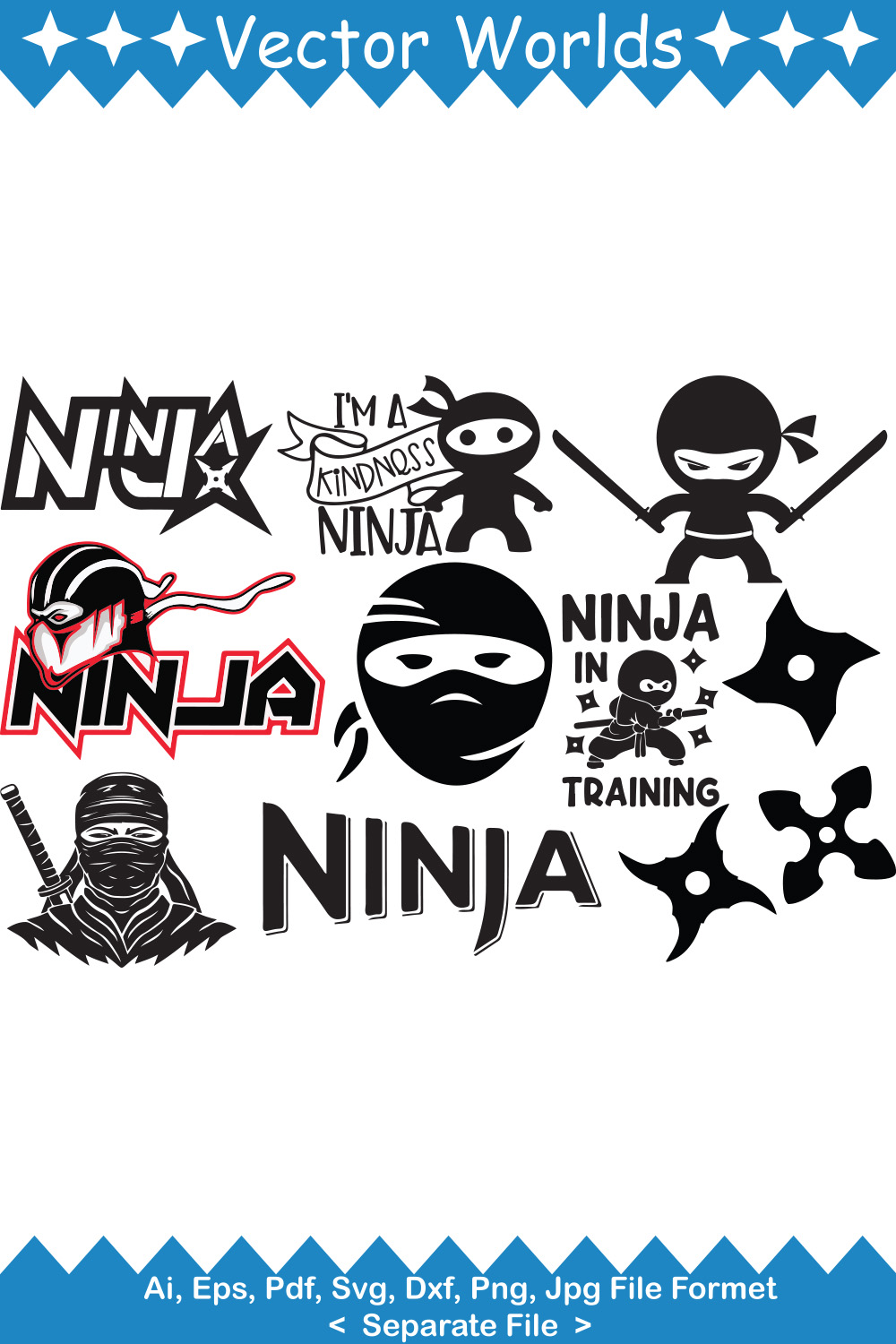 Ninja SVG Vector Design pinterest preview image.