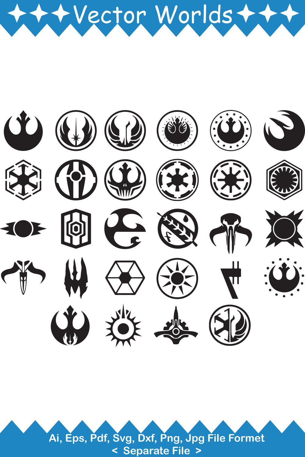 Star Wars SVG Vector Design pinterest preview image.