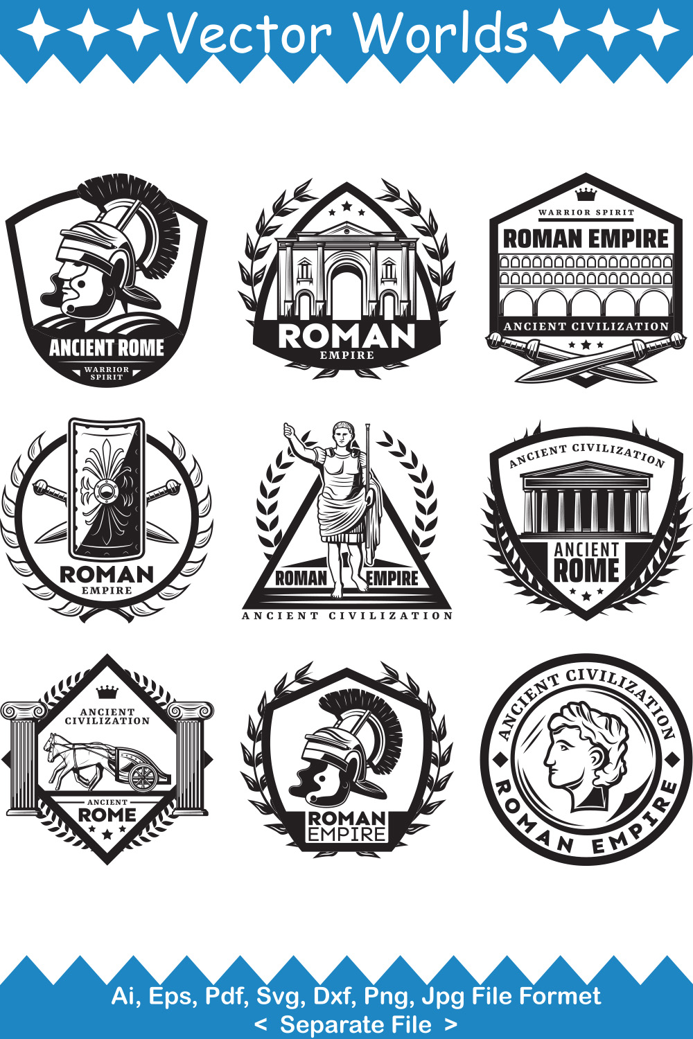 Ancient Rome SVG Vector Design pinterest preview image.