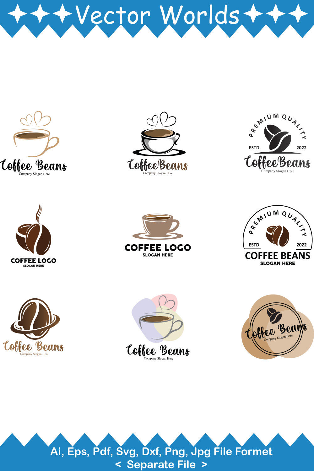 Cafe Logo SVG Vector Design pinterest preview image.