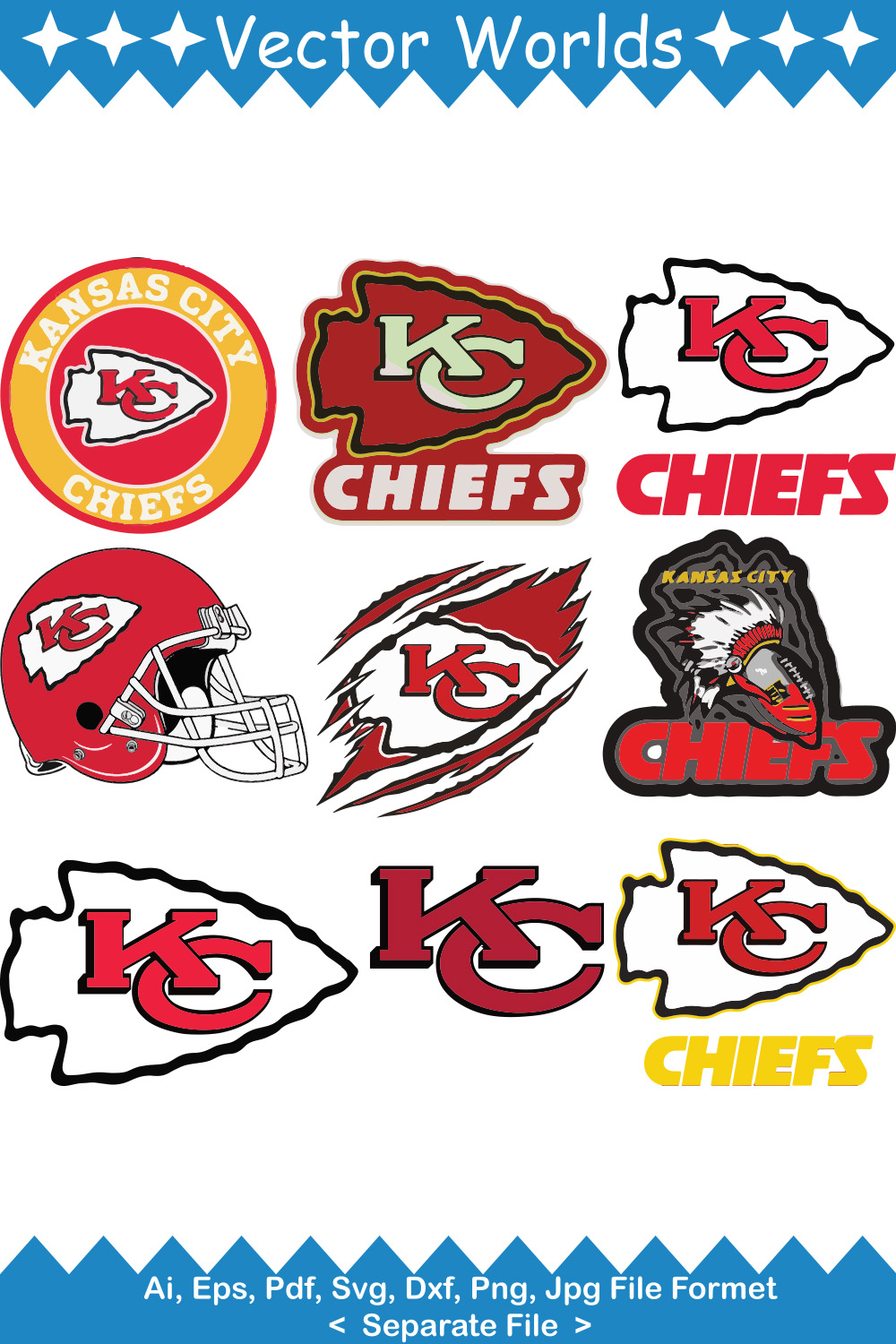 Kansas City Chiefs Logo SVG Vector Design pinterest preview image.