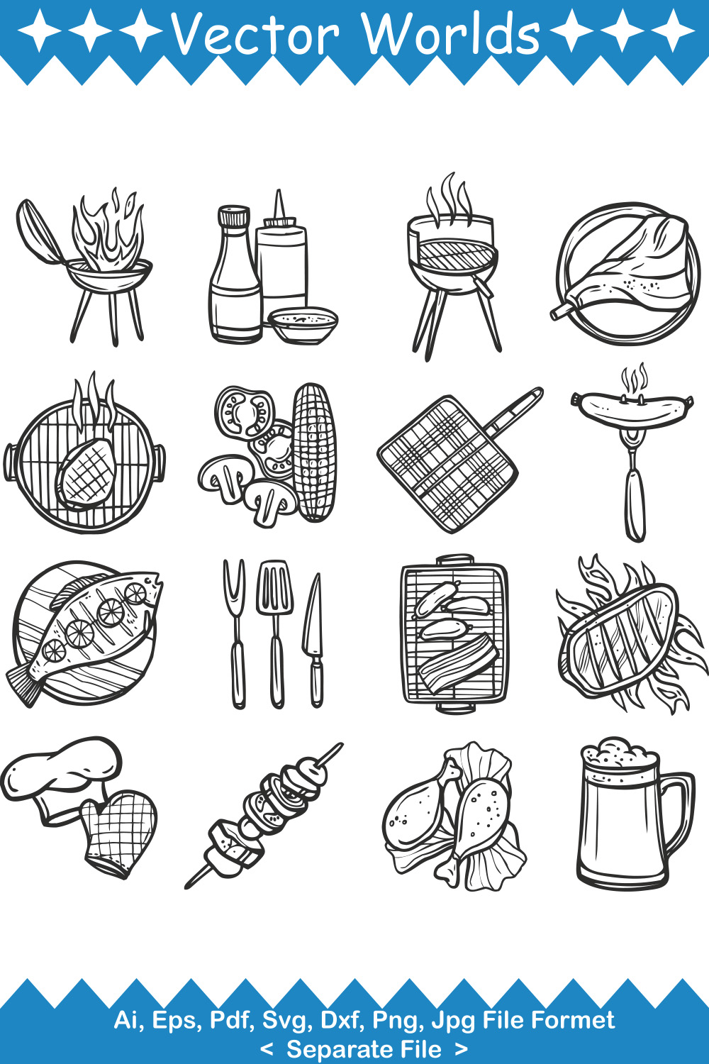 Barbecue Party SVG Vector Design pinterest preview image.