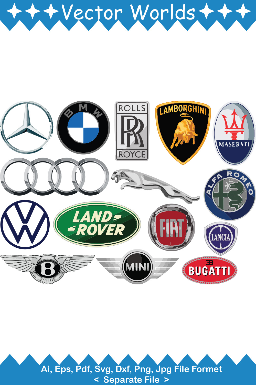 European Car Brand Logo SVG Vector Design pinterest preview image.
