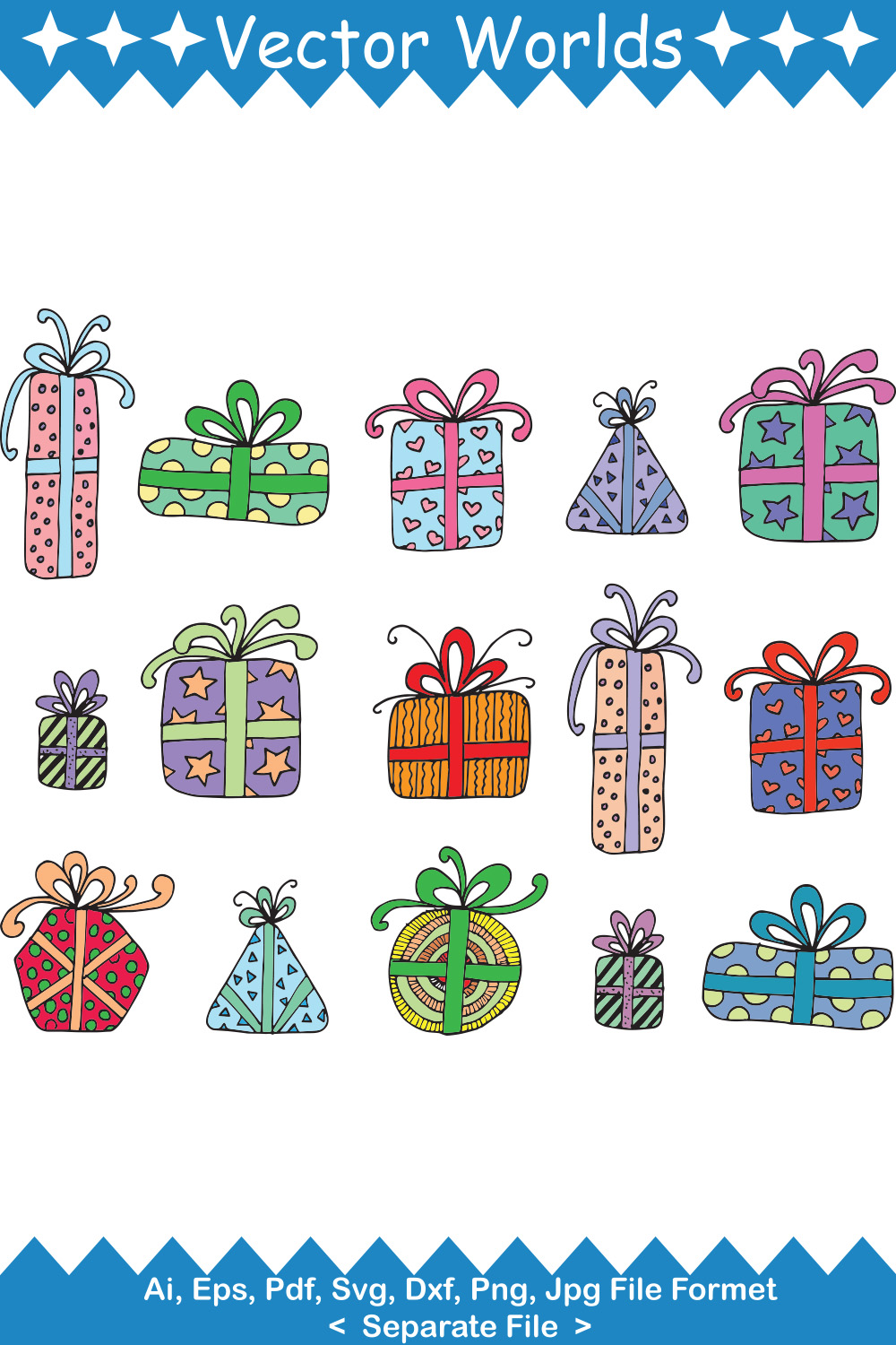 Gift Boxes SVG Vector Design pinterest preview image.