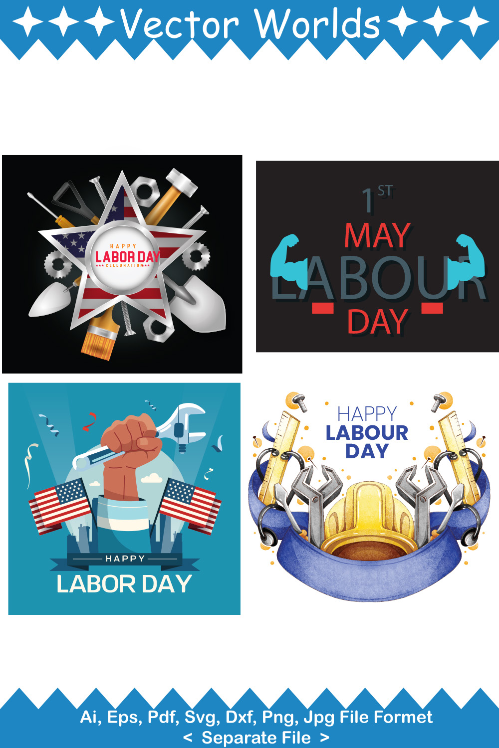 Labour Day SVG Vector Design pinterest preview image.