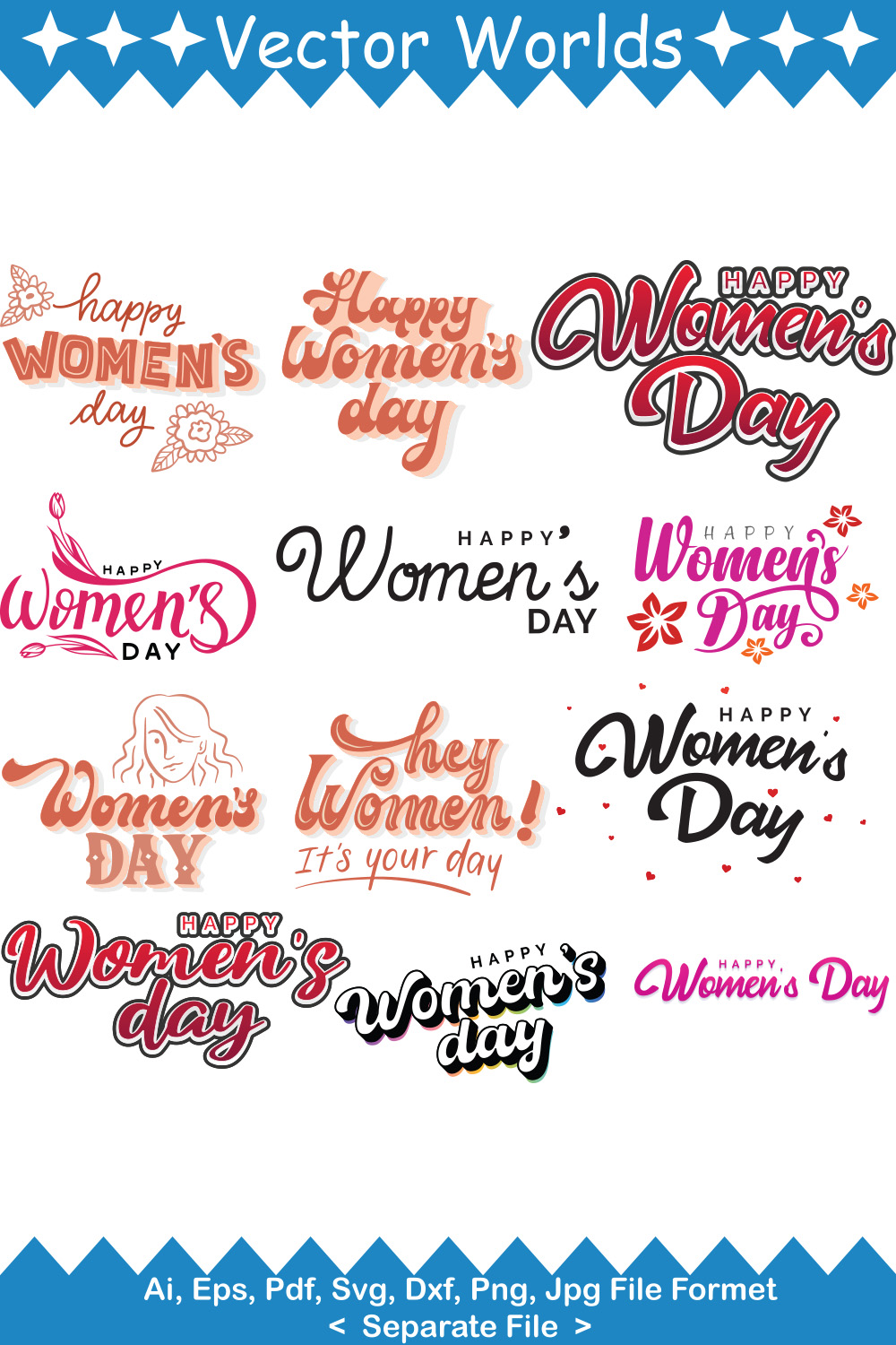 WOMEN'S DAY SVG Vector Design pinterest preview image.