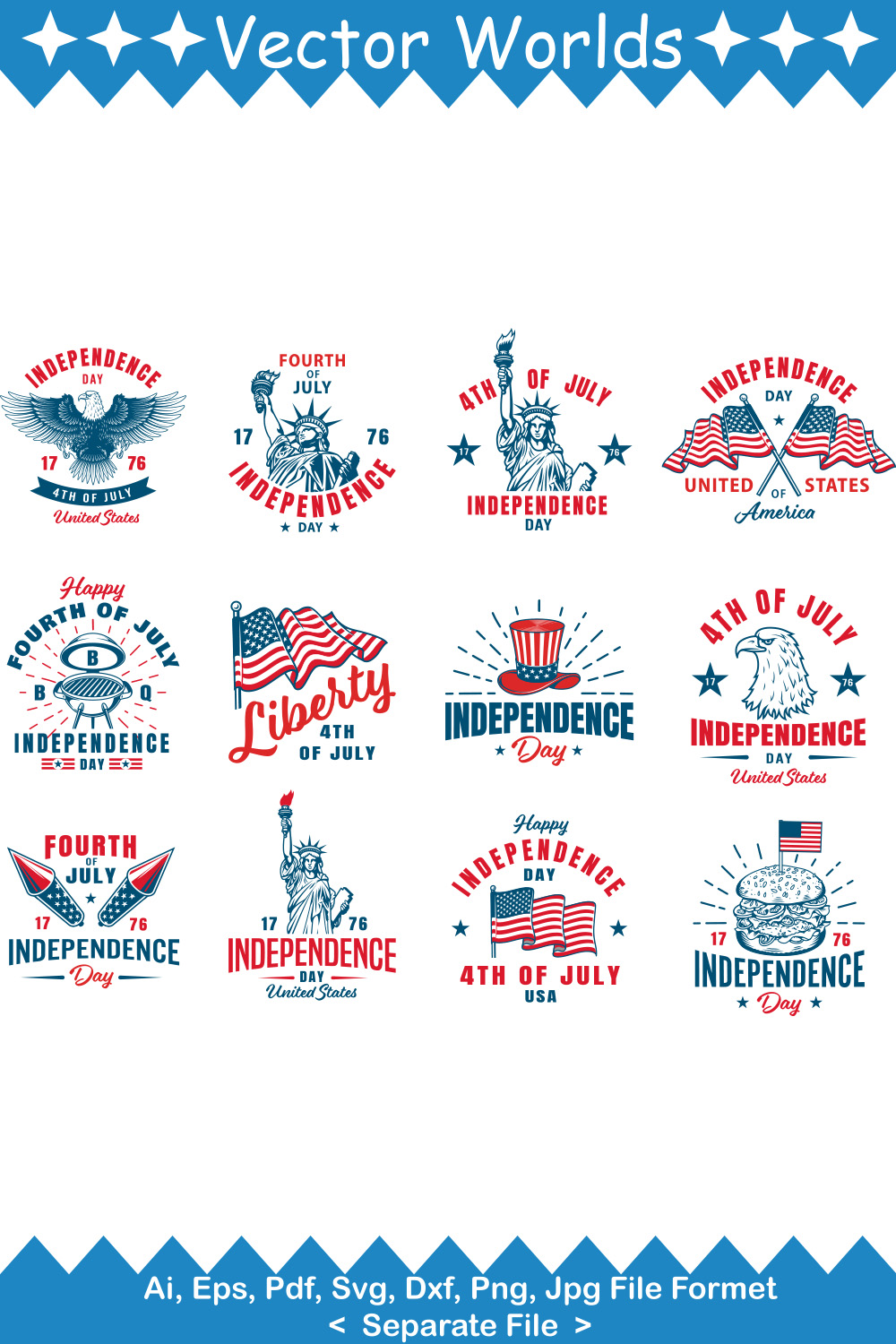America 4th July SVG Vector Design pinterest preview image.