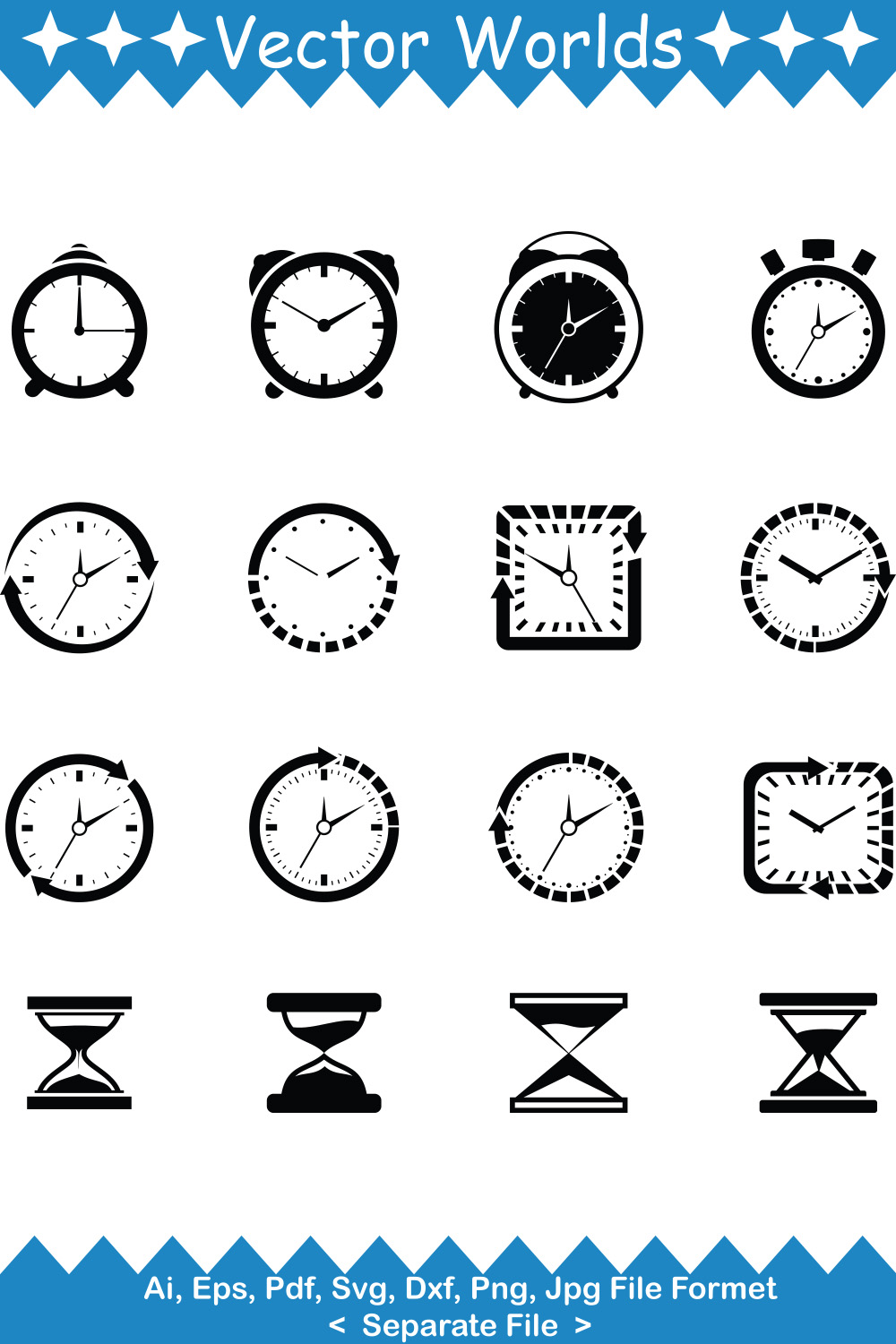 Clock Time SVG Vector Design pinterest preview image.