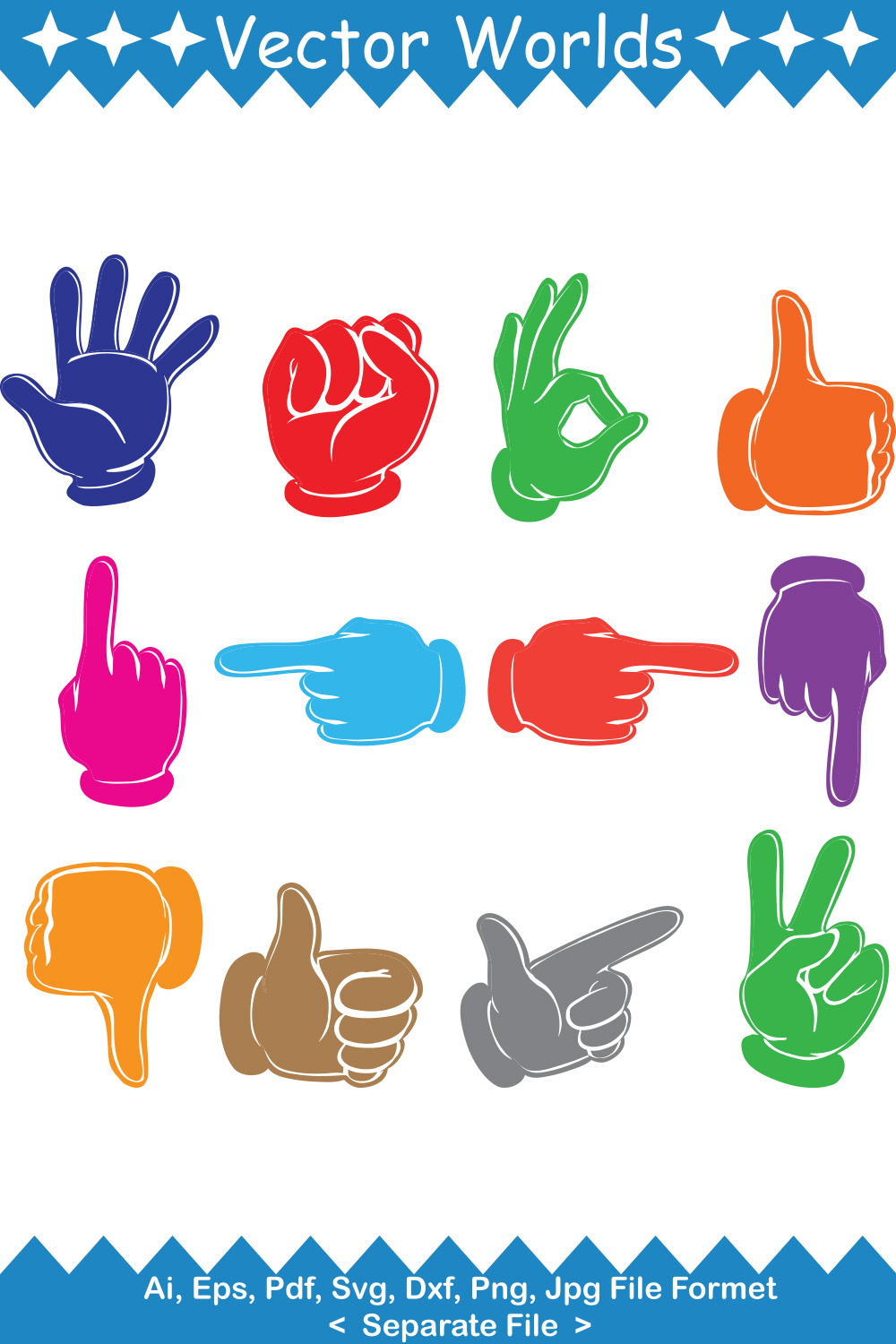 Colourful Hands SVG Vector Design pinterest preview image.