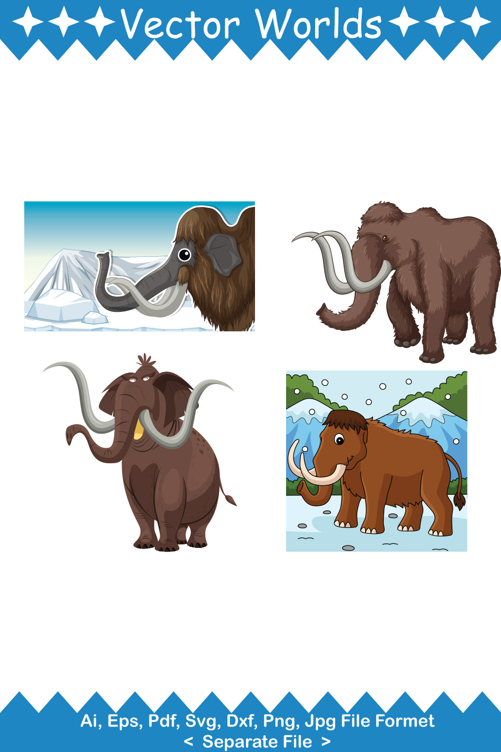 The Woolly Mammoth SVG Vector Design pinterest preview image.