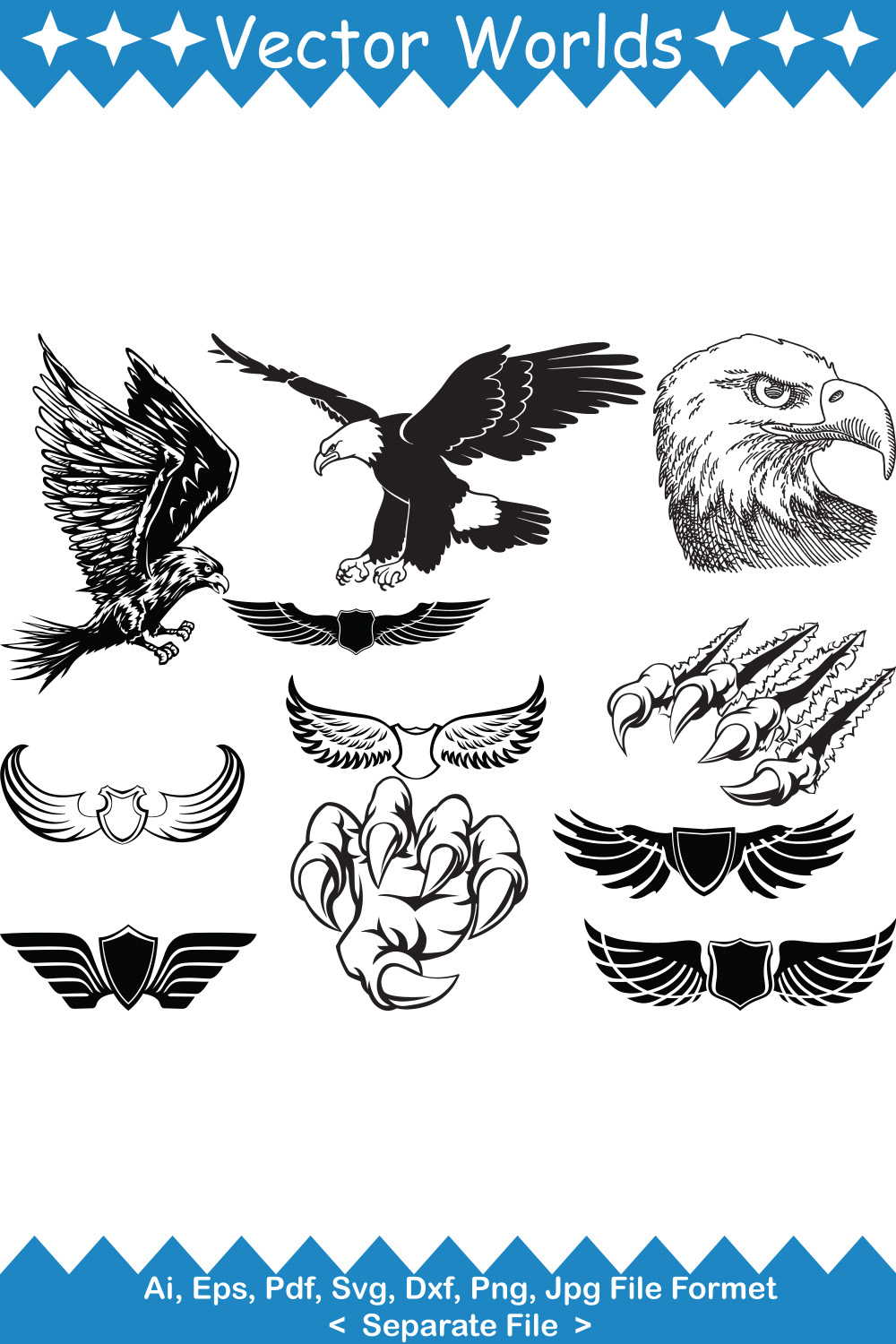 Eagle Embalmed SVG Vector Design pinterest preview image.